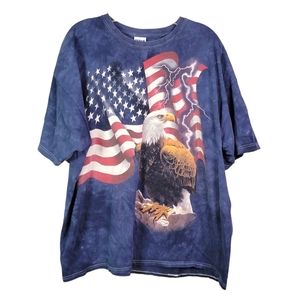 American Bald Eagle Red White Blue Tie Dye Vintage Graphic T-Shirt Men’s 2XL